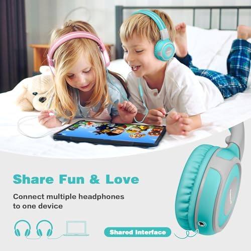 Chic Pink SIMOLIO Kids Headphones with Microphone – Volume-Limited Wired Design for Safe Listening – Adjustable Sound Levels (75/85/94 d B) for Hearing Protection – Perfect for School, Travel, and Home Use – Durable and Comfortable Fit for Active Young Listeners – Compatible with Smartphones & Tablets for Versatile Use