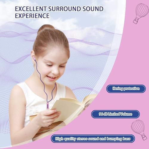 Vibrant Purple Donut Kids Earbuds – Comfortable In-Ear Headphones with Built-In Microphone and Storage Case for School Use – Perfect Wired Earphones for Learning, Play, and Active Lifestyles – Enhanced Compatibility with Multiple Devices