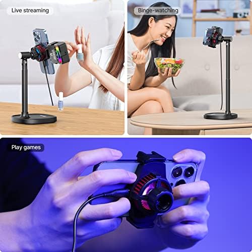ULANZI Cell Phone Stand Mount for Desk, Vijim HP004 Adjustable Height & Angle Phone Holder, 360 Degree Rotating Desktop Phone Stand Compatible with iPhone, Samsung and All Phones – Enhanced Compatibility and Speed