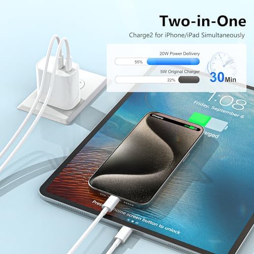 High-Speed Dual-Port USB C Charger Block – 3-Pack 20 W Type-C Wall Adapter for i Phone and i Pad Pro – Ultimate Convenience for Multi-Device Charging on the Go, Safe & Compact Design