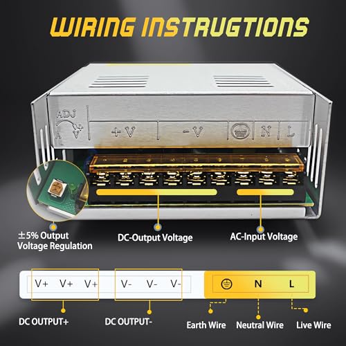 High-Performance 600 W AC to DC Power Adapter – Universal 110 V/220 V Input to Stable 12 V Output – Perfect for LED Lighting, CCTV Surveillance, and RV Power Solutions – Robust 50 A Switching Regulator for Dependable Energy Delivery and Enhanced Device Compatibility