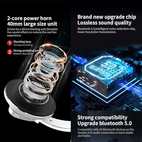 Revolutionary Wireless Bluetooth Over-Ear Headphones – V5.0 for Exceptional Lossless Audio, Ergonomic Comfort, 24-Hour Playtime, and HD Microphone for Clear Calls – Perfect for Gym, Gaming, and Mobile Use – Unmatched Sound Experience for Active Lifestyles