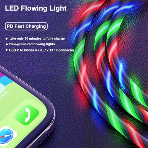 Revolutionary 6 ft Smart Touch-Control RGB LED USB C to C Cable – Rapid 3 A Fast Charging TPE Charger for Phones, Tablets & Laptops – Durable Design with Eye-Catching Flowing Light for Ultimate Style and Functionality