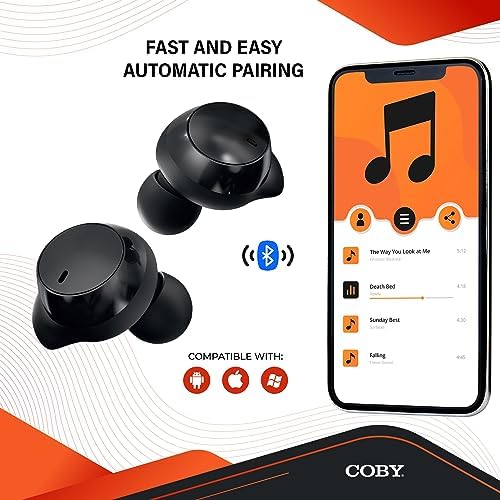 Coby Pro Fitness True Wireless Earbuds with Charging Case – Premium Sweat-Resistant Design, Noise Isolation, and HD Audio for Optimal Workout Performance – 15-Hour Playtime, Auto-Pairing, and Hands-Free Calling with Siri/Google Compatibility in Sleek Black – Your Ultimate Fitness Audio Companion
