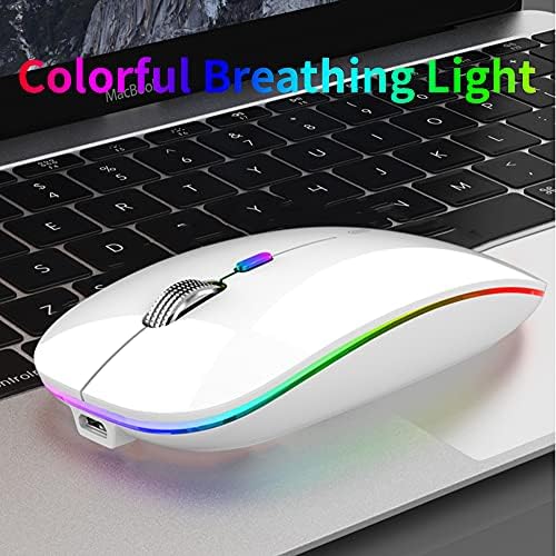Uiosmuph G12 Slim Rechargeable LED Wireless Silent Mouse – Ultra-Portable USB Optical Computer Accessory with Type C Adapter for Seamless Compatibility and Noise-Free Operation in Blackish Green