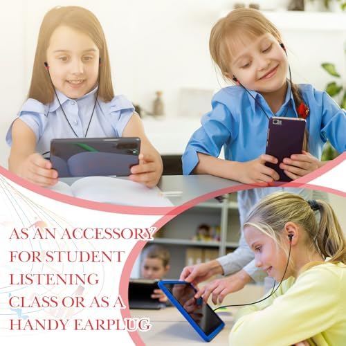 Kanayu 100-Pack Classroom Wired Earbuds – High-Quality Red Headphones with 3.5 mm Jack for Enhanced Learning Experiences, Individually Packaged for Hygiene and Easy Distribution, Ideal for Focused Listening in Libraries and Classrooms, Distraction-Free Design Without Microphone