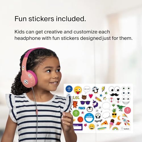 Belkin Sound Form Mini Kids Wireless Bluetooth Headphones – Safe 85 d B Volume Control, 30-Hour Playtime, Built-In Microphone – Lightweight On-Ear Style for i Phone, i Pad, Fire Tablet & More – Ideal for Learning, Entertainment & Safe Listening