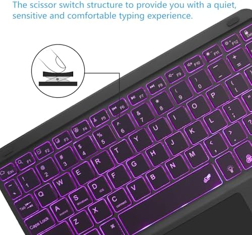 Ultra-Slim Bluetooth Keyboard with Touchpad – 7-Color Backlit Rechargeable Wireless Keypad for i Pad, Android & Windows – Universal Compatibility & Enhanced Productivity Accessory for Tablets & Smartphones