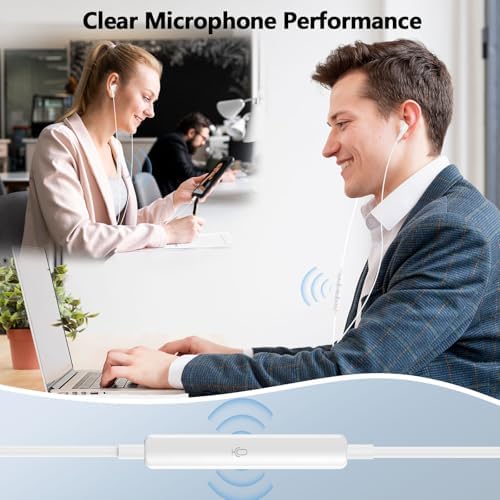 Premium USB-C Earbuds with Noise Cancellation – Comfortable Sports Earphones for i Phone 16 & Android – Built-in Mic and Remote Control for Effortless Calls and Music – Exceptional Sound Clarity for Commuting, Workouts, and Relaxation – Lightweight Design for All-Day Comfort – Compatible with Samsung Galaxy S25, S24 Plus, and More