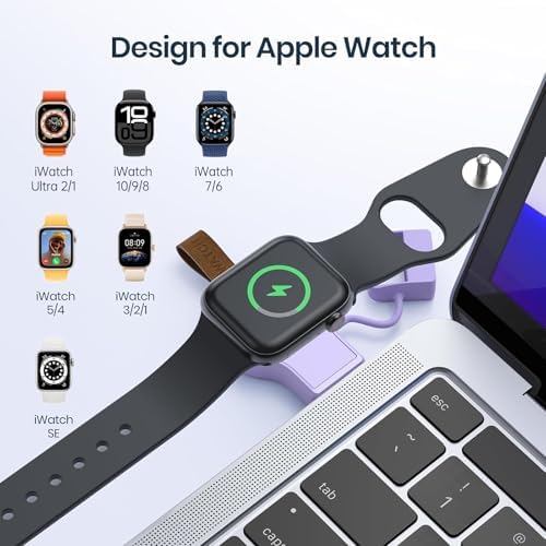 Portable Magnetic Wireless Charger for Apple Watch – Fast Charging i Watch Accessory for Ultra, Series 1-9, and SE – Travel-Friendly Cordless Design for Ultimate Convenience and Durability