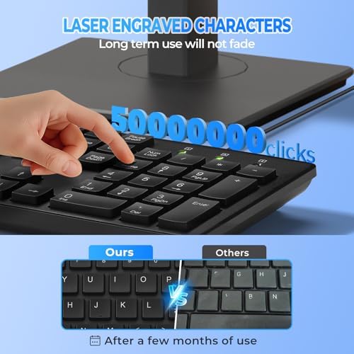 Experience Ultimate Typing Precision with Our Full-Size Wired Computer Keyboard – Anti-Fading Keys, 12 Multimedia Hotkeys & 1.6 m USB Plug-and-Play Connectivity for Effortless Office Use and Seamless Laptop Compatibility! Ideal for Professionals and Home Users Seeking Enhanced Speed and Comfort!