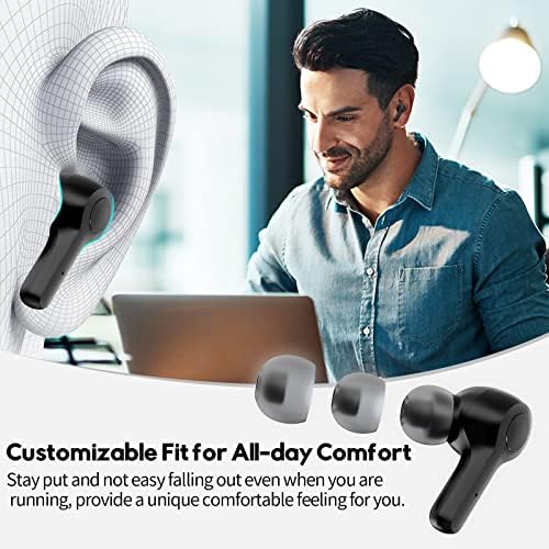Elevate Your Sound with MOZOTER Bluetooth 5.3 Wireless Earbuds – Deep Bass & Crystal Clear Calls, 4-Microphone Noise Cancelling Technology, Lightweight Design for Ultimate Comfort, Wireless Charging Case – Perfect for i Phone and Android Users, Ideal for Workouts and Daily Adventures