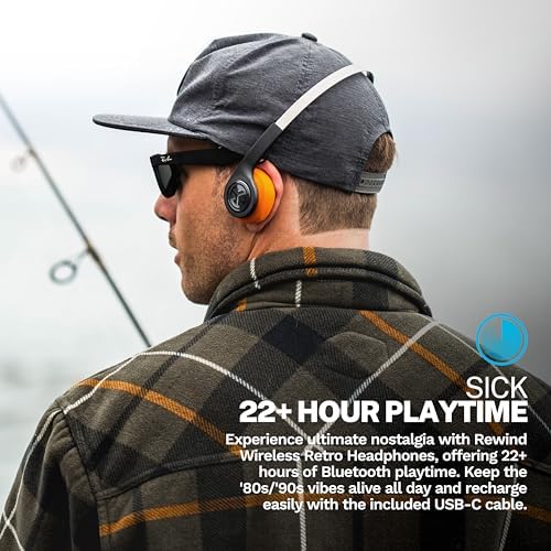 JLab Rewind 2 Retro Wireless Headphones – Nostalgic 80 s & 90 s Aesthetic with Advanced Bluetooth Multipoint Connectivity & Customizable EQ3 Sound – 20+ Hours of Playtime for Endless Enjoyment – Ideal for Comfort & Shared Listening Experiences in Stylish Black Finish