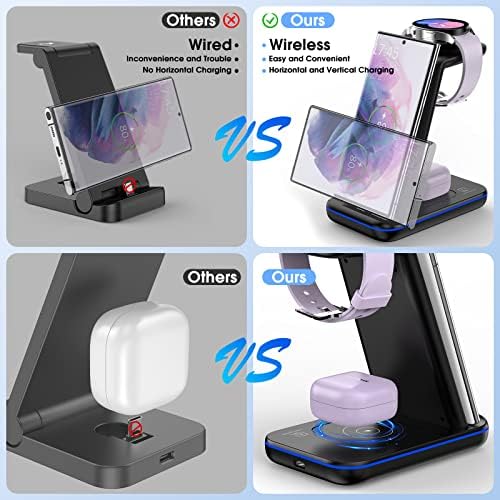 Fast Wireless Charging Station for Samsung Galaxy Devices – Multi-Device Charger for Galaxy S25 Ultra, S24, S23+, Z Flip 6/5, Fold 6/5, and Galaxy Watch 8/7/Pro/Active 2 – Sleek White Design for Effortless Organization and Speed – Perfect for Home and Office Use – Compatible with Galaxy Buds3/2 Pro for Ultimate Convenience