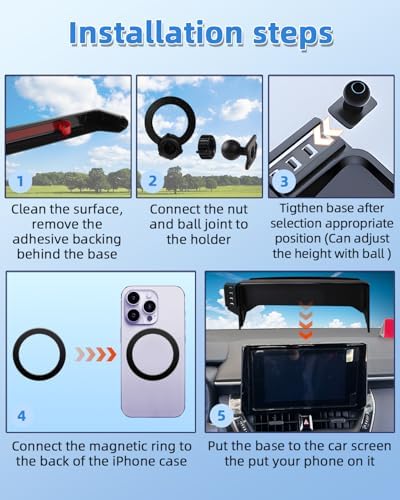 Upgrade Your Toyota Tundra or Sequoia Driving Experience with the 360° Rotating Mag Safe Phone Holder – Premium Dashboard Mount Designed for 2020-2025 Models, Ensures Safety, Accessibility, and Sleek Aesthetics Without Air Vent Obstruction