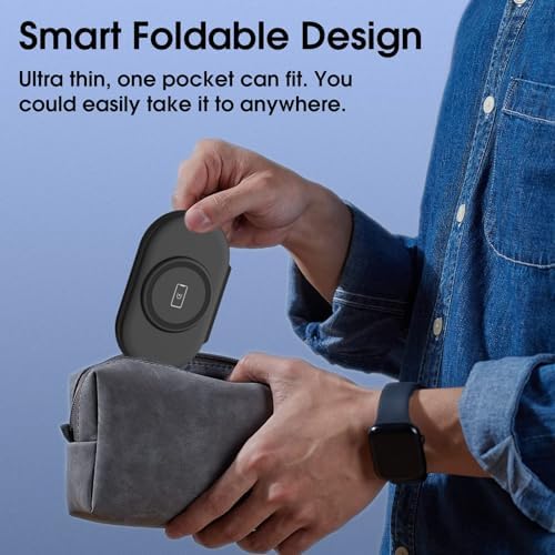 Ultimate 3-in-1 Foldable Wireless Charging Station for Apple Devices – Fast Charger for i Phone 16, 15, 14, 13 Pro Max, Apple Watch, and Air Pods – Portable Power Hub with Overheat Protection and Elegant Black Design – Simplify Your Charging Experience and Stay Connected Anywhere