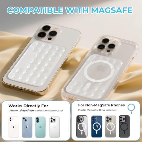 Mag Safe Suction Mount for i Phone 12-16 Series | Premium Silicone Phone Holder with Magnetic Grip | Hands-Free Video Recording and Streaming | Transparent Design for Seamless Integration | Ideal for Tik Tok and Instagram Content Creation
