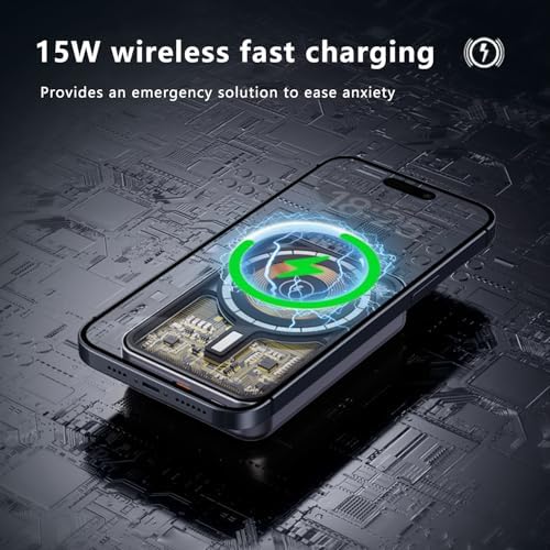 Ultra-Fast Magnetic Wireless Power Bank – 15 W Mag Safe-Compatible Portable Charger for i Phone 15/14/13/12/11/X | 5000 m Ah PD 20 W | Sleek Silver Design for Effortless Charging on the Go