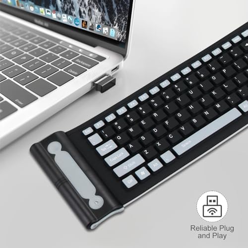 Sungwoo Foldable Wireless Silicone Keyboard – Lightweight, Waterproof & Dustproof Travel Companion for PC, Notebook & Laptop Users – Enhanced 2.4 GHz Connectivity for Seamless Typing on the Go