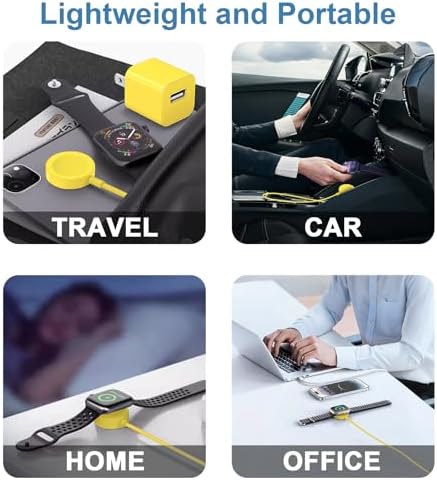 Chic 3.2 FT Wireless Fast Charger for Apple Watch – Effortless Charging Solution with Stylish Pink Design, Compatible with All Series 1-10, Includes Wall Plug for Ultimate Portability and Quick Power-Ups for Active Lifestyles