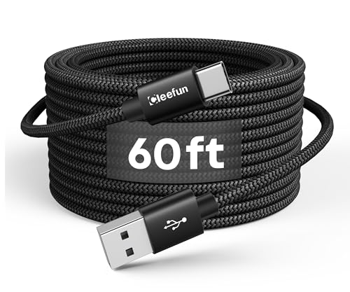 CLEEFUN 20 ft USB Type C Cable – Extra Long Nylon Braided Charger Cord for Fast Charging & Data Transfer, Compatible with Samsung Galaxy Note, LG, Moto, Pixel, Switch & More – Durable & Tangle-Free Design for Ultimate Convenience