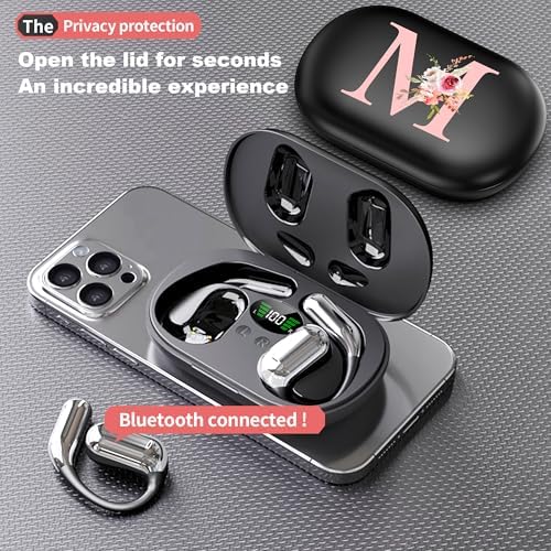 Floral Initial Personalized Wireless Earbuds with Advanced AI Language Translation – Premium Noise Cancelling Bluetooth Headphones for Stylish Communication – Ideal Mother’s Day Gift for Tech Enthusiasts and Culture Lovers