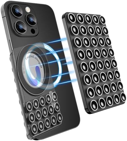 MGLK Silicone Suction Phone Case Magnetic Mount – Hands-Free, Strong Grip Holder for Selfies and Videos – Durable, Easy to Use – iPhone and Android Compatible for iPhone 15/14/13 Pro Max (Pink) – Enhanced Compatibility and Speed