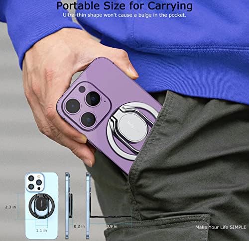 Revolutionary 3-in-1 Magnetic Phone Grip and Kickstand – Dual Adjustable Finger Ring Holder for Ultimate Compatibility with Mag Safe and Magnetic Car Mounts – Enhanced Grip and Stability for Hands-Free Use at Home, Gym, and Office – Premium Zinc Alloy Construction for Secure Attachment and Versatile Positioning – Multi-Angle Viewing with 360° Rotation and 280° Flip for Effortless Selfies and Streaming – Anti-Fall Design Supports Up to 4.5 lbs, Perfect for Daily Use on Any Magnetic Surface – Ideal for Multi-Tasking in Any Environment – Elevate Your Mobile Experience with this Innovative, Removable Grip Stand Solution