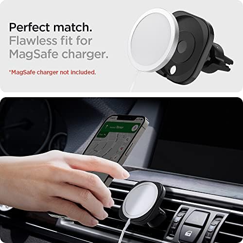 Spigen Mag Fit Car Mount for Mag Safe Compatible i Phone 16 Series – Effortless Magnetic Phone Holder for i Phone 16 Pro Max, Pro, Plus, and 16 – Sleek Black Design for Enhanced Vehicle Aesthetics – Requires USB-C Car Charger for Optimal Performance – Perfect for Safe and Convenient Driving Navigation and Music Control