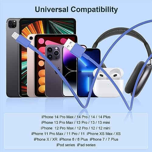 10 ft Apple MFi Certified Lightning to USB Cable – 2 Pack Long Durable i Phone Charger for Fast Charging – Compatible with i Phone 14/13/12/11/Pro/Max/X/XS/XR – Enhanced Flexibility and Performance for Home or Travel