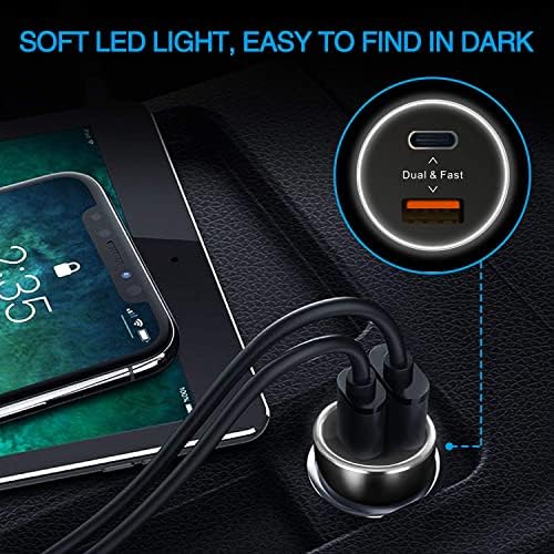 VOLPORT 39 W USB-C Car Charger with Quick Charge 3.0 & 3.3 ft Type C Cable – Fast Dual Port Power Delivery for i Phone 14/13/12/11 Pro Max, Samsung, Google Devices – Compact Vehicle Adapter for On-the-Go Charging Efficiency