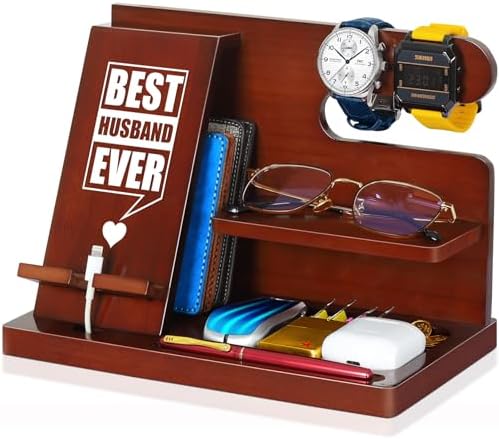 Gifts for Men Him Husband, Stocking Stuffers for Man Him, Christmas Mens Gift, Wood Phone Docking Station, Groomsmen Gift, Anniversary Fathers Day Birthday Gifts for Man Husband Boyfriend – Enhanced Compatibility and Speed
