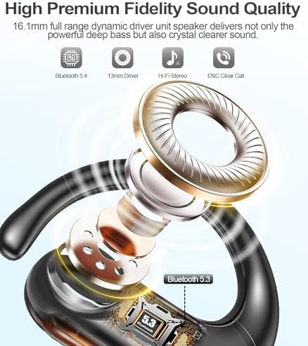 MOZOTER Wireless Sport Earbuds: Stylish Bluetooth Headphones with Enhanced Deep Bass, Secure Earhooks for Active Comfort, and Unmatched 60-Hour Battery Life – Ideal for Fitness, Meetings, and Everyday Use