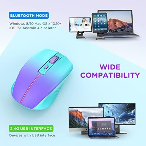 Streamlined Bluetooth Wireless Mouse – Rechargeable Ergonomic Multi-Device Mice (Tri-Mode: BT1/BT2 + 2.4 GHz) with USB Receiver, Stylish Khaki to Pink Design for Laptop, Mac Book, PC, i Mac, i Pad – Ultimate Comfort & Flexibility for Effortless Productivity