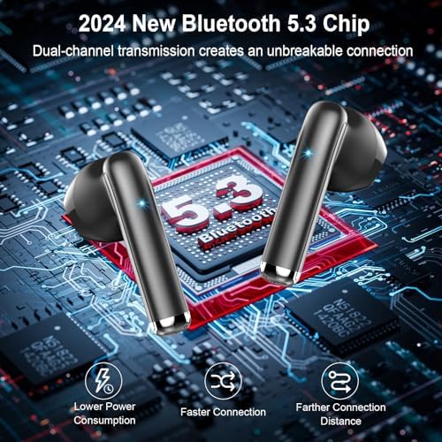 Advanced Bluetooth 5.3 Wireless Earbuds – Hi-Fi Stereo Sound for Ultimate Audio Experience, 4 ENC Mics for Superior Call Clarity, Featherlight 3 g Build for Unmatched Comfort, 30-Hour Playtime with Sleek USB-C Charging Case, IP7 Waterproof for All-Weather Durability, Seamlessly Compatible with Android & i OS – Ideal for Music Aficionados and On-the-Go Professionals
