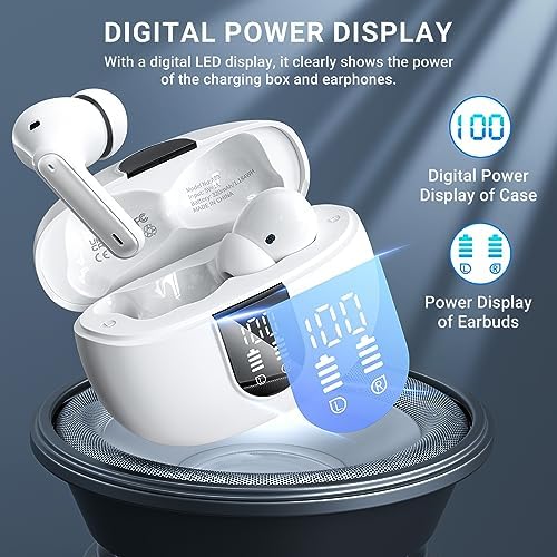 Elevate Your Audio Experience with Aoslen Wireless Earbuds – 2024 Hi-Fi Stereo Headphones Featuring 4 ENC Noise-Canceling Microphones, 42-Hour Playtime & Bluetooth 5.3 Connectivity – Perfect for Android & i OS Users, Sleek Design with LED Power Display for Ultimate Convenience