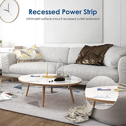 Ultra-Slim Recessed Power Strip with 30 W USB-C Fast Charging – 2 Outlets & 4 USB Ports for Multi-Device Convenience – Ideal Flush Mount Solution for Side and Sofa Tables – 6 ft Cord for Enhanced Flexibility – Perfect for Home Office & Living Spaces