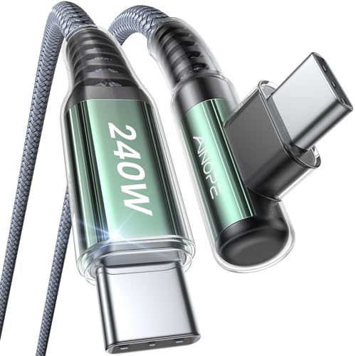 Optimize your charging setup with the AINOPE 240 W USB C to USB C Cable, a 6-foot powerhouse engineered for ultimate speed and flexibility. Featuring a right-angle connector, this fast charging cable is perfect for gaming or multitasking without the clutter of tangled cords. Compatible with the latest devices, including i Phone 16 Pro Max, i Phone 15, Mac Book Air/Pro, i Pad Pro, Samsung Galaxy, and Pixel, it delivers an impressive 240 W power output for rapid charging. The dual-pack offers exceptional value, ensuring you have a reliable charging solution wherever you go. Built with premium materials for durability, the sleek grey and blue design enhances your tech aesthetic while providing long-lasting performance. Elevate your device charging experience with this versatile cable, designed for both home and office use, while ensuring seamless connectivity across all your electronics.