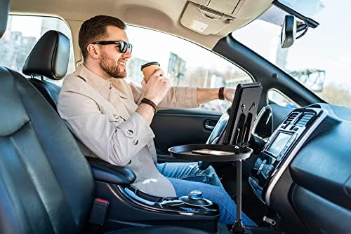 Transform Your Drive with the CTA Adjustable Vehicle Cup Holder Mount – VESA-Compatible Magnetic Tablet Holder with Splash-Proof Enclosure and Integrated Tray for 70 mm to 100 mm Cup Holders – Ultimate Convenience and Safety for On-the-Go Entertainment and Navigation