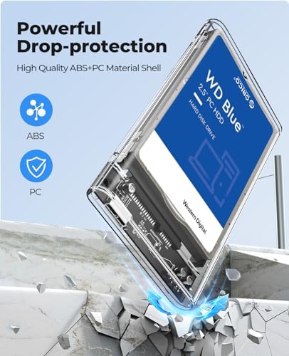 ORICO 2.5” SATA to USB 3.1 Type-C Hard Drive Enclosure – High-Speed External HDD/SSD Case with UASP Support for Seamless Data Transfer, Compatible with Mac & Windows, Ideal for 7 mm and 9.5 mm Drives – Reliable Storage Solution for Professionals and Casual Users