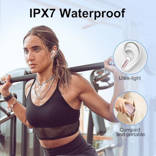 Cutting-Edge Bluetooth 5.3 Wireless Earbuds with Quad HD Microphones – 56-Hour Extended Playtime for Non-Stop Sound, IPX7 Waterproof Design for Active Lifestyles, Premium Hi-Fi Stereo Audio, LED Battery Indicator, USB-C Rapid Charging – Perfect for Workouts, Daily Commutes, and Relaxation Sessions