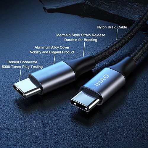 IHAO 60 W USB Type C to Type C Fast Charging Cable with LED Current Indicator – High-Speed Data Transfer for Android & i OS Devices – 39 Inch Universal Charger in Vibrant Green – Durable, Efficient Power Delivery for Modern Tech