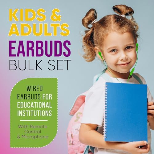 Affordable Bulk Wired Earbuds – 20 Pack In-Ear Headphones with 3.5 mm Jack for Classroom and Group Use, Tangle-Free 4 ft Cables, Comfortable Ergonomic Design for Extended Listening Sessions, Enhanced Compatibility for Smartphones and Laptops, Ideal Audio Solution for Students and Events
