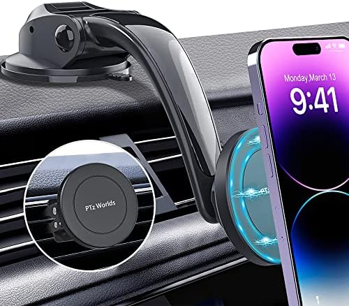 Mag Safe-Compatible Cup Holder Phone Mount – Ultra-Strong Magnetic Phone Holder with Flexible Gooseneck, Expandable Base for Secure Fit in Any Vehicle, Perfect for i Phone, Galaxy, and Pixel – Enhance Your Driving Safety and Convenience