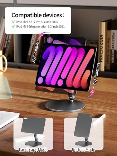Transform Your i Pad Mini 6 (2021) Experience with LULULOOK Magnetic Stand – Ergonomic Aluminum Holder for Optimal Viewing & Drawing, Adjustable Height & Angle, Lightweight Design for Easy Portability and Versatile Portrait/Landscape Use
