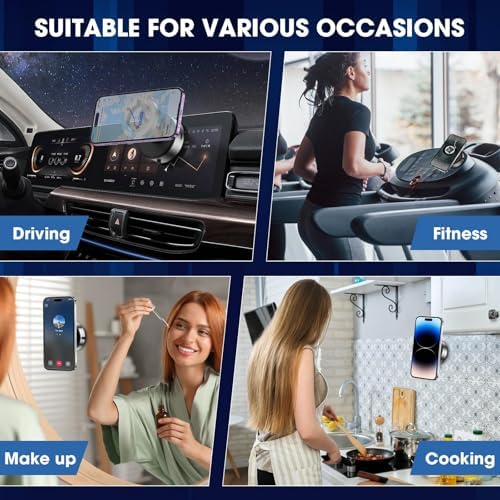 KOQ Electric Vacuum Magnetic Phone Mount – Advanced 360-Degree Rotatable Car Holder with Superior Suction Technology for All Smartphones – Sleek Silver Upgrade for Optimal Stability and Convenience on Smooth Surfaces
