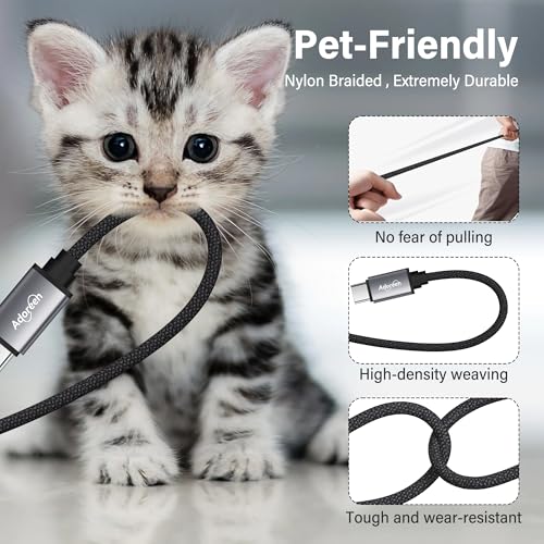 Adoreen 140W USB-C to Magnetic 3 Safe Fast-Charging Cable 6 Ft with 240W to USB-C Adapter, PD 3.1, LED Indicator, Braided Apple Magsafe Charger Accessories for Ipads, MacBook Pro & MacBook Air, Black – Enhanced Compatibility and Speed