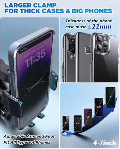 IPOW 360-Degree Rotation Car Dashboard Phone Clip Holder – Secure Smartphone Mount for i Phone 15, 14, 13 Pro Max & 4-7 Inch Devices – Premium Automotive Accessory for Hands-Free Navigation & Enhanced Safety in Any Vehicle