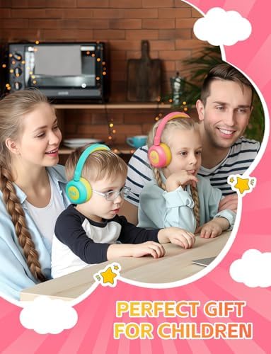 Safe Sound Bluetooth Headphones for Kids – Lightweight Wireless Earphones with 85 d B Volume Limiting for Toddler Hearing Protection – Ideal Twistable Design for School, Travel, and Home Use – Premium Audio Quality with Built-in Microphone for Clear Communication