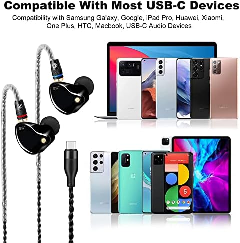 Professional USB C In-Ear Monitors with Tesla Magnet Technology – High-Fidelity Sound Isolating Earbuds for Musicians, Singers, and Drummers Featuring MMCX Connector for Enhanced Compatibility and Durability – Lightweight, Comfortable Design for Long Sessions and Studio Use